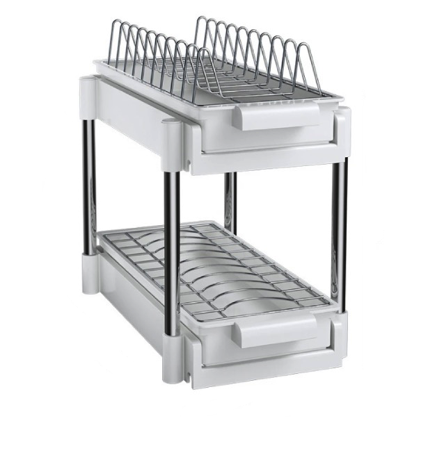 Scurgator vase cu 2 nivele sistem de glisare si scurgere a apei 38 x 20 x 31 cm alb